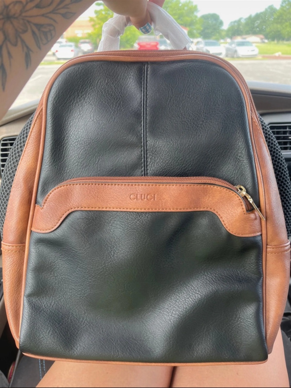 CUCCI Black and Brown Faux Leather Women's Backpack